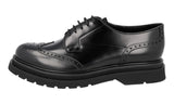 Prada Men's Black Heavy-Duty Rubber Sole Leather Full Brogue Business Shoes 2EE307