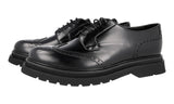 Prada Men's Black Heavy-Duty Rubber Sole Leather Full Brogue Business Shoes 2EE307