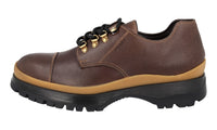 Prada Men's Brown Heavy-Duty Rubber Sole Leather Brixxen Lace-up Shoes 2EE314