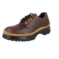Prada Men's Brown Heavy-Duty Rubber Sole Leather Brixxen Lace-up Shoes 2EE314