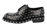 Prada Men's Black Brushed Spazzolato Leather Derby Business Shoes 2EE321