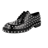 Prada Men's Black Brushed Spazzolato Leather Derby Business Shoes 2EE321