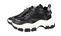 Prada Men's Black Heavy-Duty Rubber Sole Leather Like Monolith Sneaker 2EE324