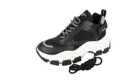 Prada Men's Black Heavy-Duty Rubber Sole Leather Like Monolith Sneaker 2EE324