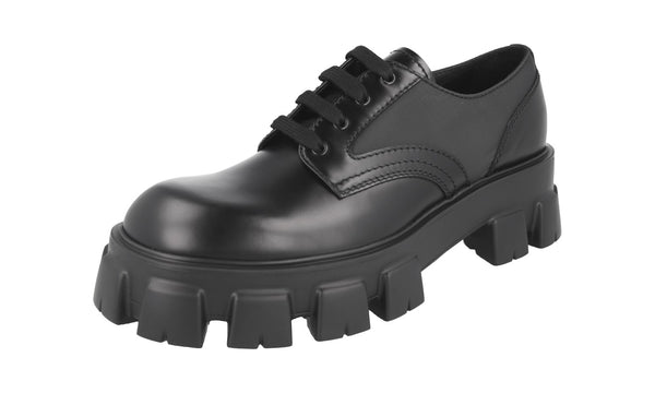 Prada Men's 2EE342 3L09 F0002 Brushed Spazzolato Leather Lace-up Shoes