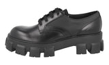 Prada Men's Black Brushed Spazzolato Leather Monolith Lace-up Shoes 2EE342