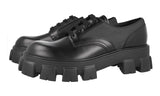 Prada Men's Black Brushed Spazzolato Leather Monolith Lace-up Shoes 2EE342
