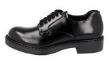Prada Men's Black Brushed Spazzolato Leather Derby Double Sole Business Shoes 2EE345