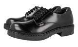 Prada Men's Black Brushed Spazzolato Leather Derby Double Sole Business Shoes 2EE345