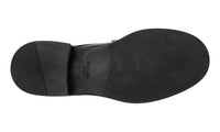 Prada Men's Black Brushed Spazzolato Leather Derby Double Sole Business Shoes 2EE345