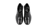 Prada Men's Black Brushed Spazzolato Leather Derby Double Sole Business Shoes 2EE345