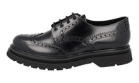 Prada Men's Black Heavy-Duty Rubber Sole Leather Derby Business Shoes 2EE347