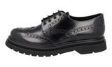 Prada Men's Black Full Brogue Leather Derby Business Shoes 2EE347