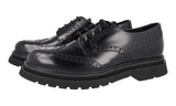 Prada Men's Black Full Brogue Leather Derby Business Shoes 2EE347