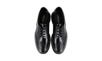 Prada Men's Black Heavy-Duty Rubber Sole Leather Derby Business Shoes 2EE347