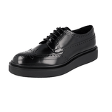 Prada Men's Black Full Brogue Leather Full Brogue Business Shoes 2EE350