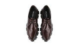 Prada Men's Brown Brushed Spazzolato Leather Monolith Chocolate Loafer Lace-up Shoes 2EE361