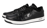Prada Men's Black Leather Downtown Shearling Fur Schaf Fell Winter Sneaker 2EE364