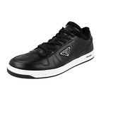 Prada Men's Black Leather Downtown Shearling Fur Schaf Fell Winter Sneaker 2EE364