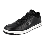 Prada Men's Black Leather Downtown Shearling Fur Schaf Fell Winter Sneaker 2EE364