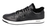 Prada Men's Black Leather Downtown Shearling Sneaker 2EE364