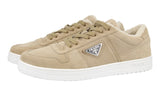 Prada Men's Beige Leather Downtown Shearling Sneaker 2EE364