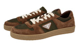 Prada Men's Brown Leather + Nylon Downtown Sneaker 2EE364