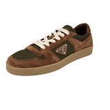 Prada Men's Brown Leather + Nylon Downtown Sneaker 2EE364