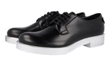 Prada Men's Black welt-sewn Leather Derby Business Shoes 2EE368