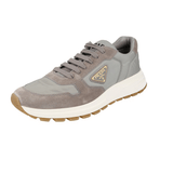 Prada Men's Grey Leather + Nylon Prax Triangolo Sneaker 2EE369