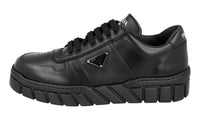 Prada Men's Black Leather Logo Plaque Sneaker 2EE378