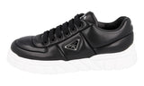 Prada Men's Black Leather Downtown Bold Nappa Chunky Sneaker 2EE386