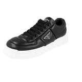 Prada Men's Black Leather Downtown Bold Nappa Chunky Sneaker 2EE386