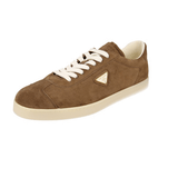 Prada Men's Brown Leather Lane Downtown Sneaker 2EE394