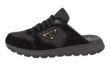 Prada Men's Black Leather + Nylon Mules Sandals Sneaker 2EE441