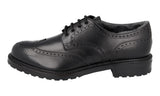 Prada Men's Black welt-sewn Leather Shearling Full Brogue Derby Business Shoes 2EF052