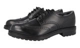 Prada Men's Black welt-sewn Leather Shearling Full Brogue Derby Business Shoes 2EF052