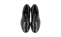 Prada Men's Black welt-sewn Leather Shearling Full Brogue Derby Business Shoes 2EF052
