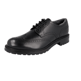Prada Men's Black welt-sewn Leather Shearling Full Brogue Derby Business Shoes 2EF052