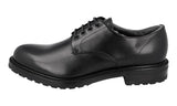 Prada Men's Black Leather Shearling Fur Derby Business Shoes 2EF053