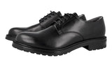 Prada Men's Black Leather Shearling Fur Derby Business Shoes 2EF053