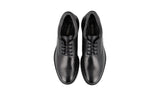 Prada Men's Black Leather Shearling Fur Derby Business Shoes 2EF053