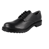 Prada Men's Black Leather Shearling Fur Derby Business Shoes 2EF053