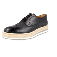Prada Men's Black welt-sewn Leather Derby Business Shoes 2EG015