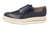 Prada Men's Blue Full Brogue Leather Derby Lace-up Shoes 2EG015