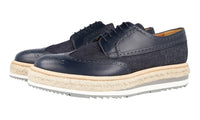 Prada Men's Blue Full Brogue Leather Derby Lace-up Shoes 2EG015