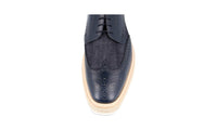 Prada Men's Blue Full Brogue Leather Derby Lace-up Shoes 2EG015