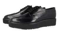 Prada Men's Black Brushed Spazzolato Leather Full Brogue Business Shoes 2EG015