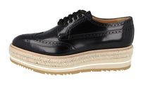 Prada Men's Black Leather Plateau Derby Full Brogue Business Shoes 2EG015