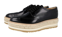 Prada Men's Black Leather Plateau Derby Full Brogue Business Shoes 2EG015